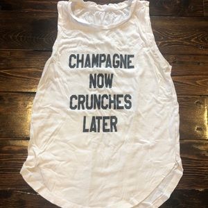 Champagne Now Crunches Later Tank Size Small White